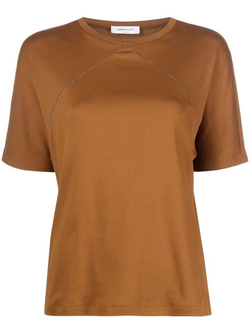 Fabiana Filippi decorative stitching short-sleeve T-shirt - Brown von Fabiana Filippi