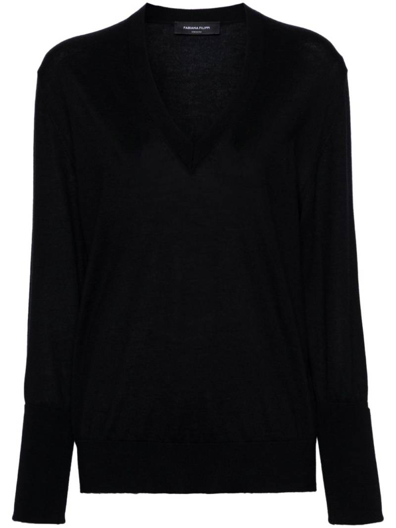 Fabiana Filippi drop-shoulder V-neck jumper - Black von Fabiana Filippi