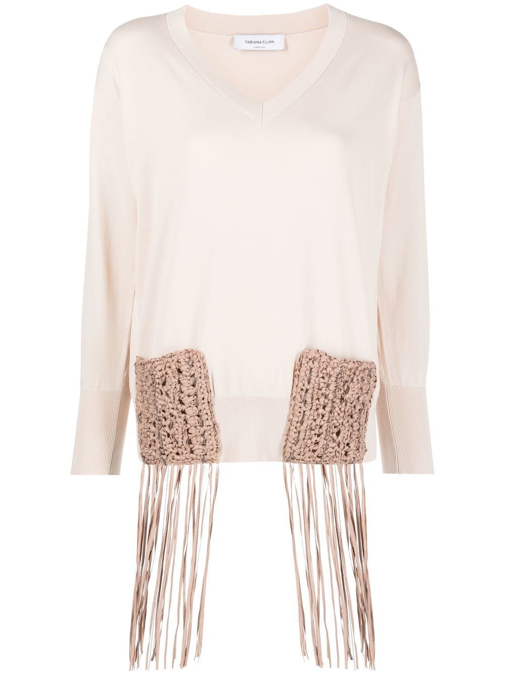 Fabiana Filippi fringe-detail long-sleeve knitted top - Pink von Fabiana Filippi