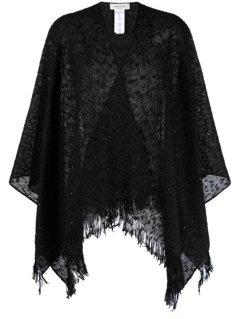 Fabiana Filippi fringed-edge cotton-blend poncho - Black von Fabiana Filippi