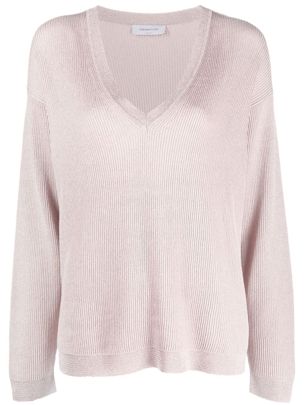 Fabiana Filippi glitter-detail V-neck jumper - Pink von Fabiana Filippi