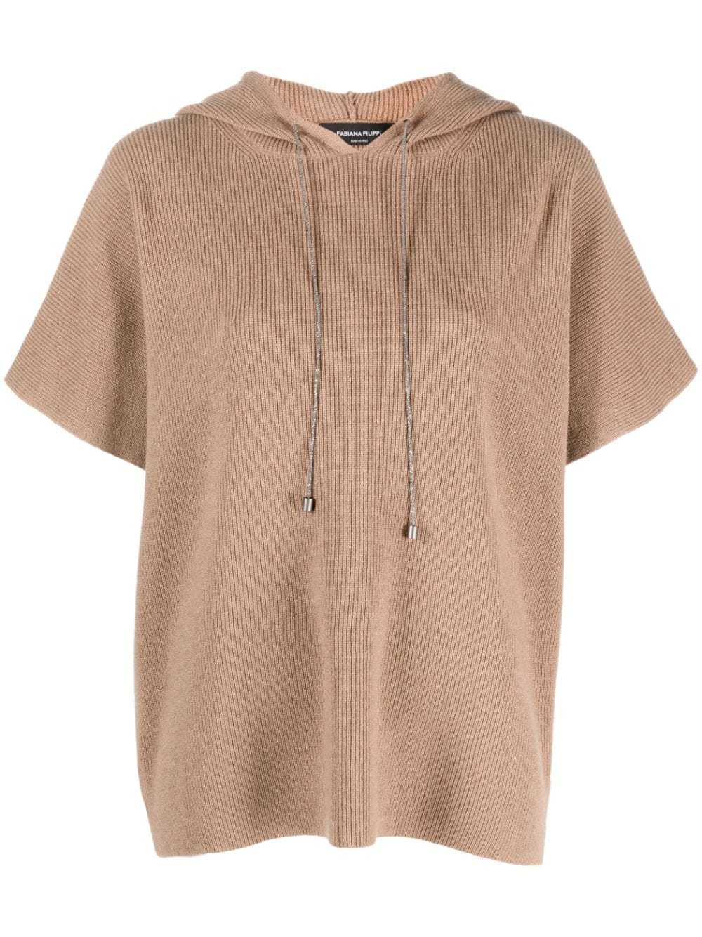 Fabiana Filippi short-sleeved knitted hoodie - Brown von Fabiana Filippi