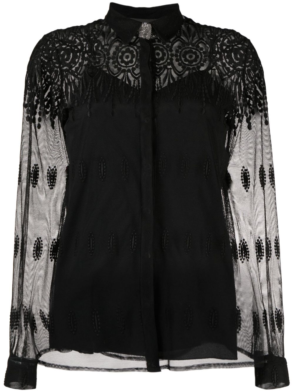 Fabiana Filippi lace-detail semi-sheer top - Black von Fabiana Filippi