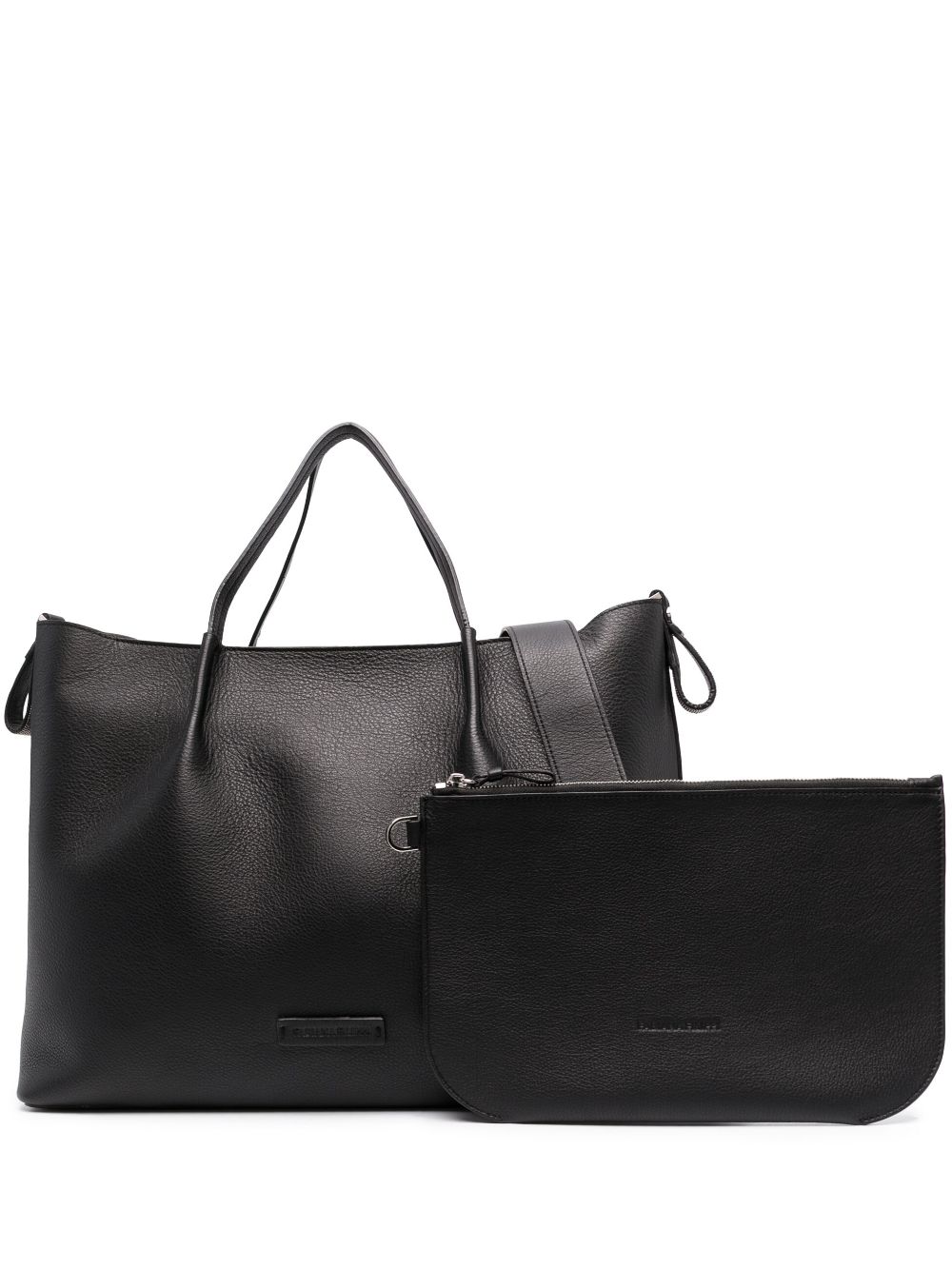 Fabiana Filippi logo-patch leather tote bag - Black von Fabiana Filippi