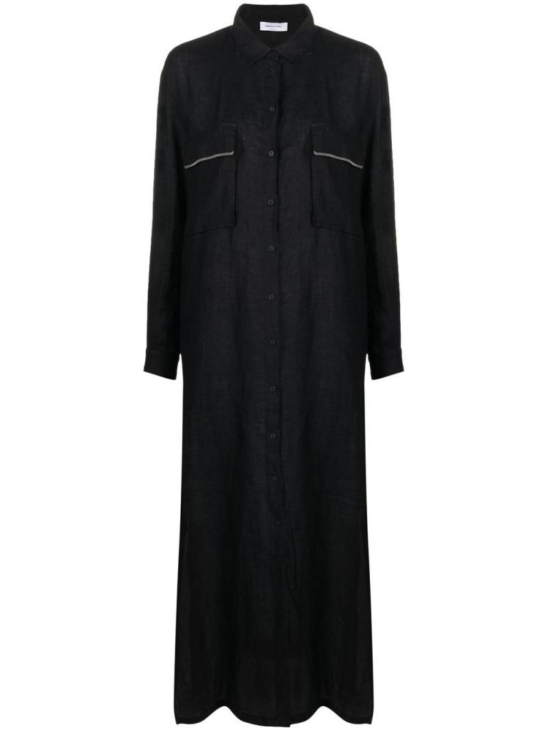 Fabiana Filippi long-sleeved maxi linen shirtdress - Black von Fabiana Filippi