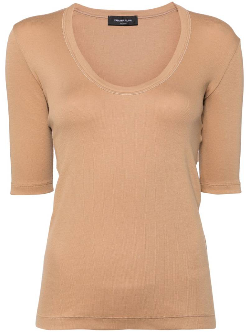 Fabiana Filippi metallic-embroidery jersey top - Neutrals von Fabiana Filippi