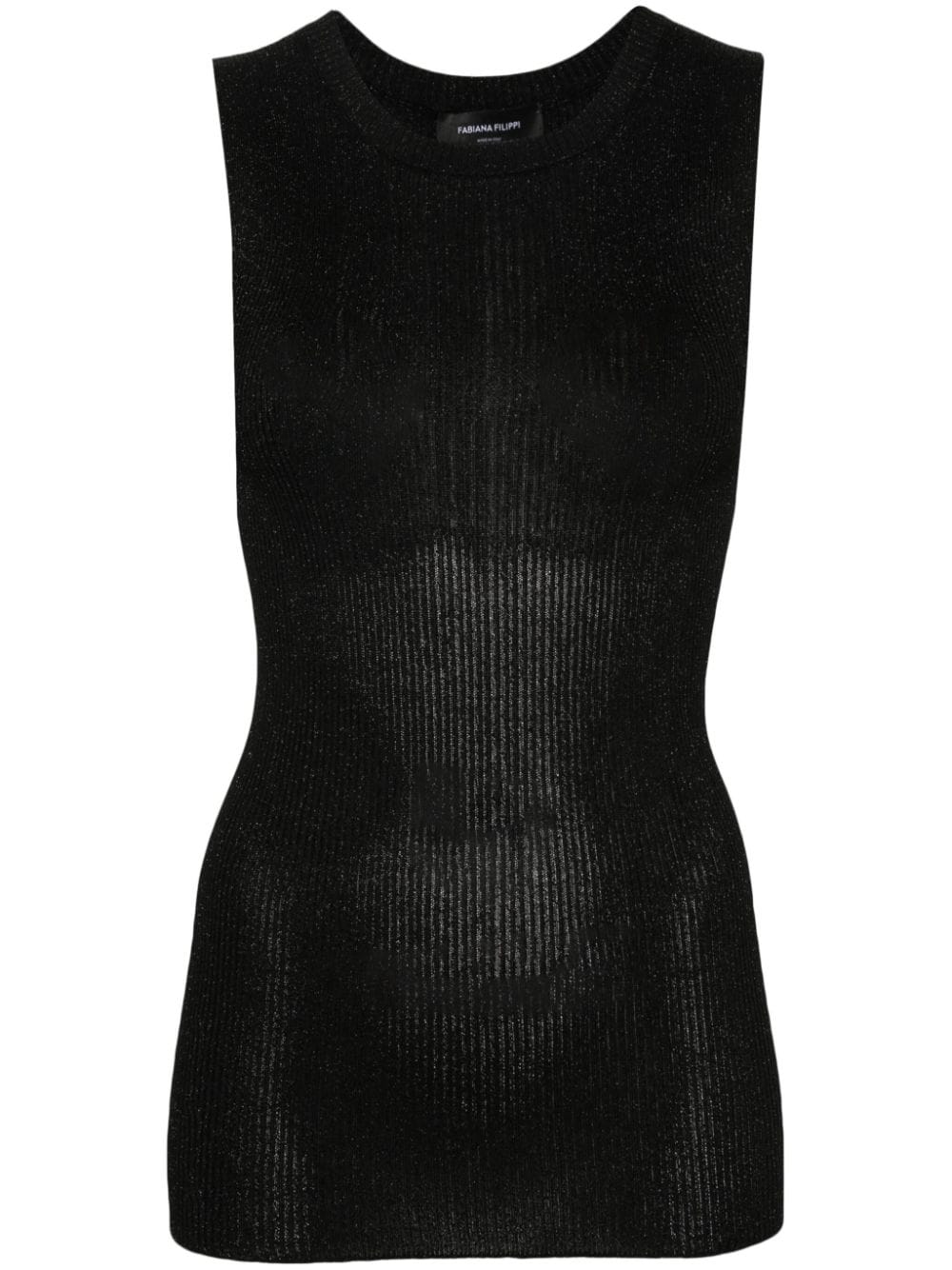 Fabiana Filippi metallic-thread ribbed tank top - Black von Fabiana Filippi