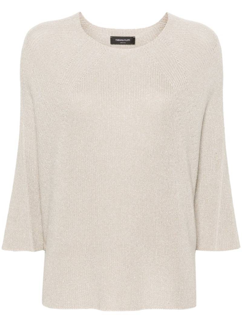 Fabiana Filippi metallic-threading batwing-sleeves jumper - Neutrals von Fabiana Filippi