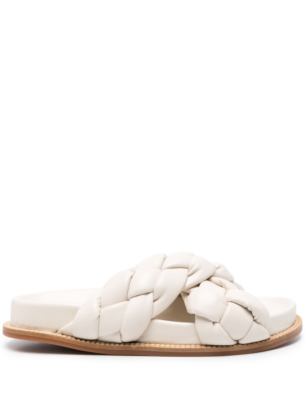 Fabiana Filippi padded braided leather slides - Neutrals von Fabiana Filippi