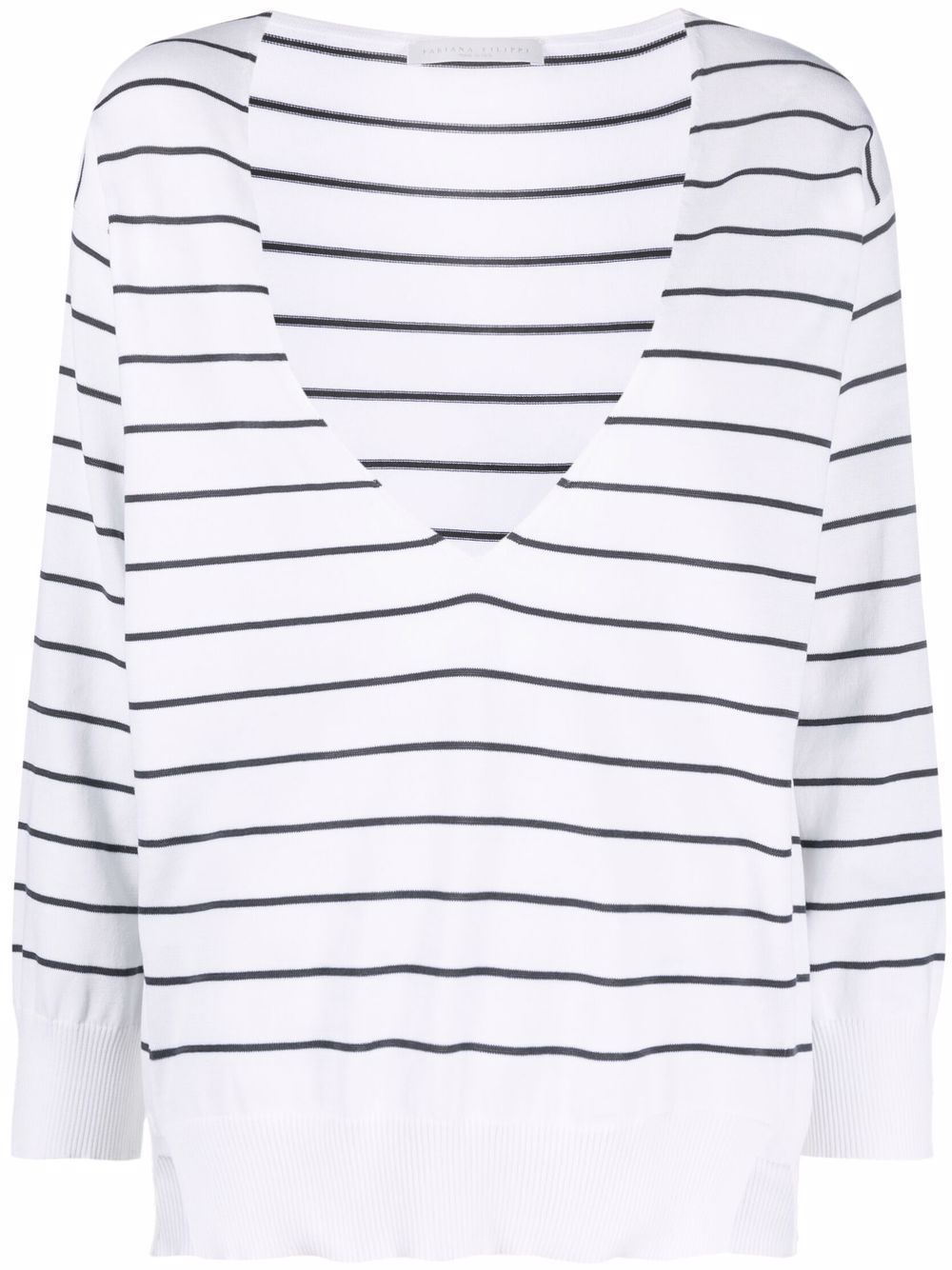 Fabiana Filippi plunge-neck striped jumper - White von Fabiana Filippi