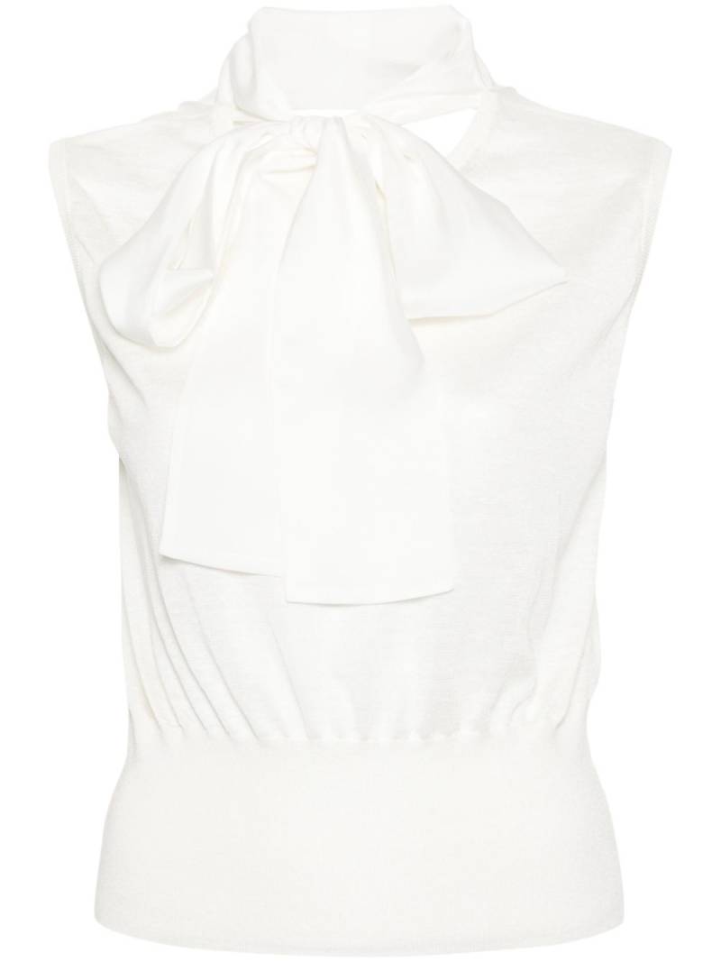 Fabiana Filippi pussy-bow collar knitted top - Neutrals von Fabiana Filippi