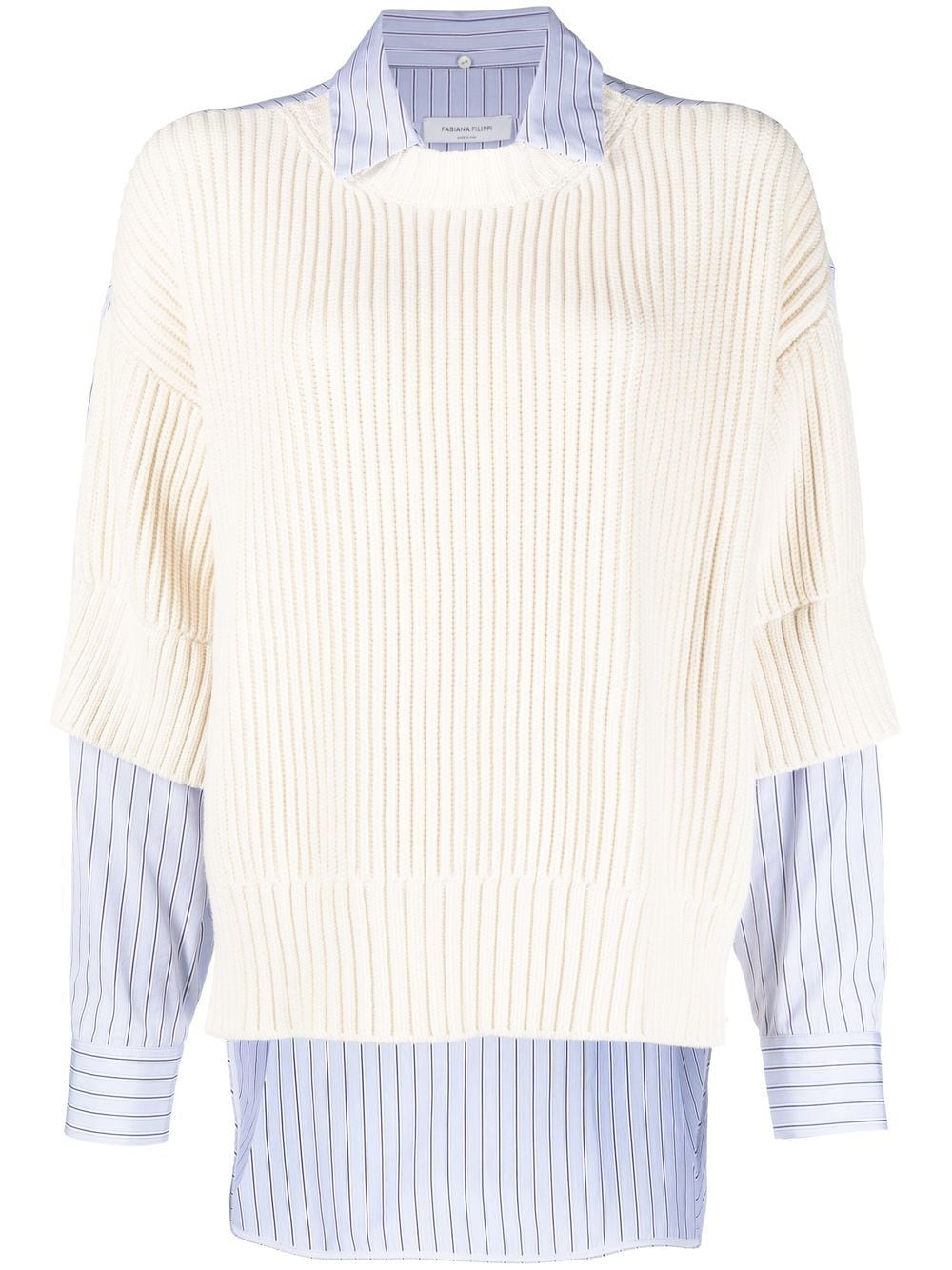 Fabiana Filippi rib-panel stripe-print shirt - Neutrals von Fabiana Filippi