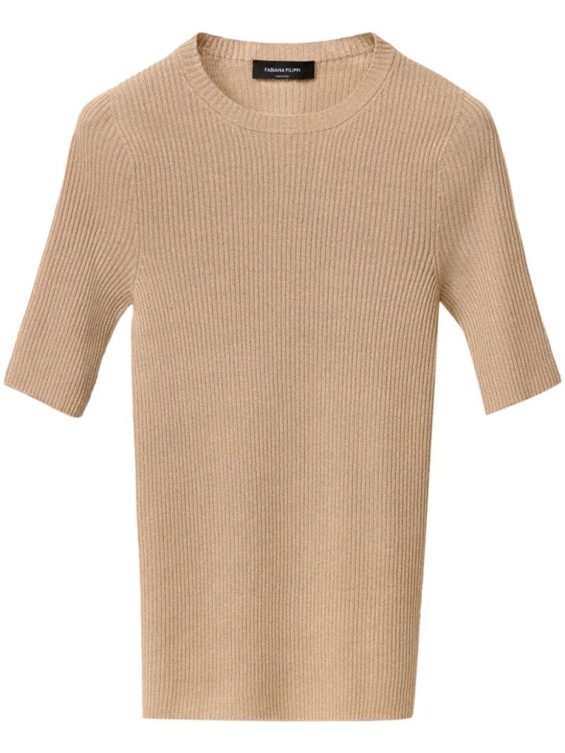 Fabiana Filippi ribbed knit t-shirt - Brown von Fabiana Filippi