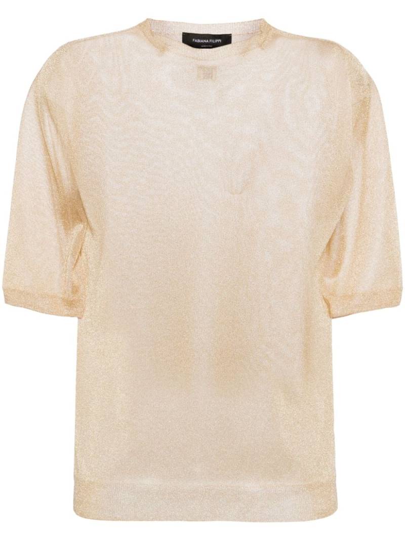 Fabiana Filippi semi-sheer metallic t-shirt - Gold von Fabiana Filippi