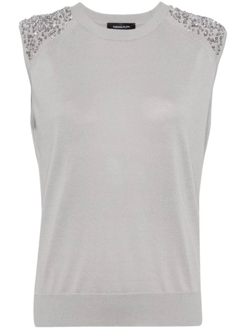 Fabiana Filippi sequin-embellished fine-knit top - Grey von Fabiana Filippi