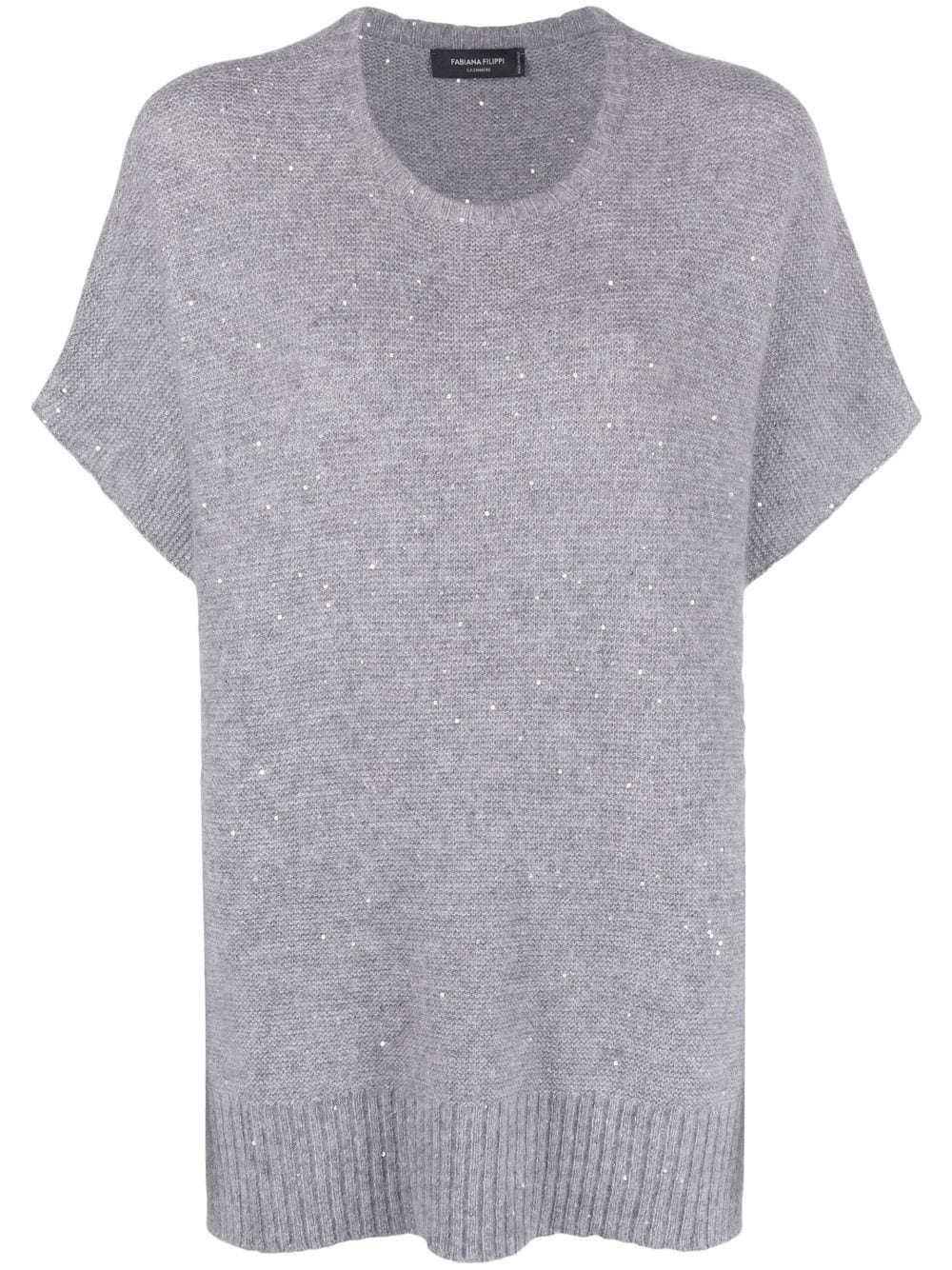 Fabiana Filippi sequin-embellished round-neck knitted top - Grey von Fabiana Filippi