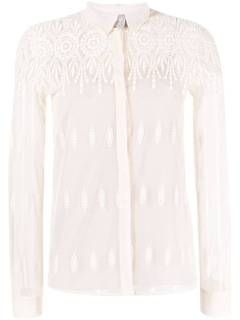 Fabiana Filippi sheer-lace button-up shirt - Neutrals von Fabiana Filippi