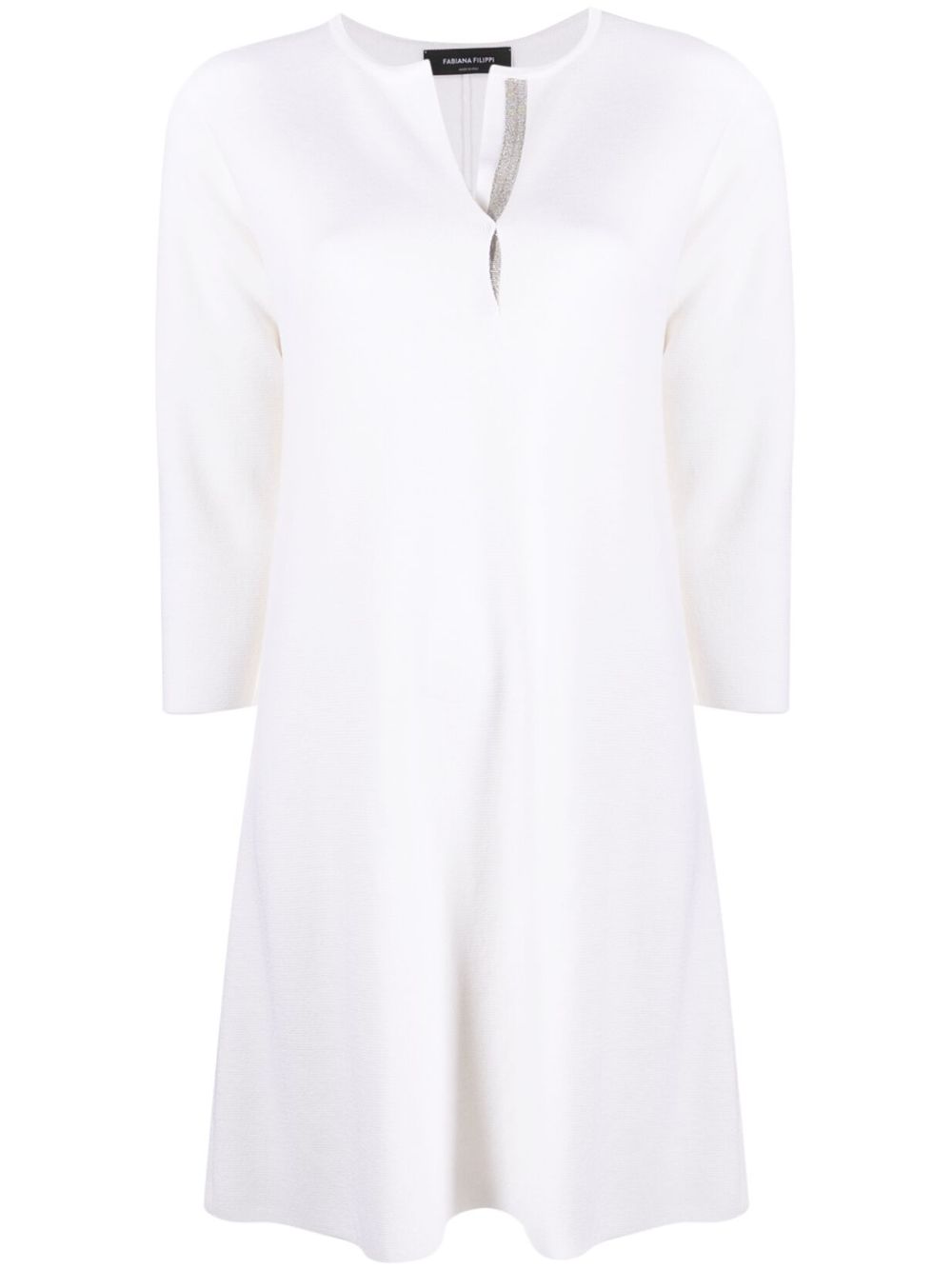 Fabiana Filippi split-neck knitted wool minidress - White von Fabiana Filippi