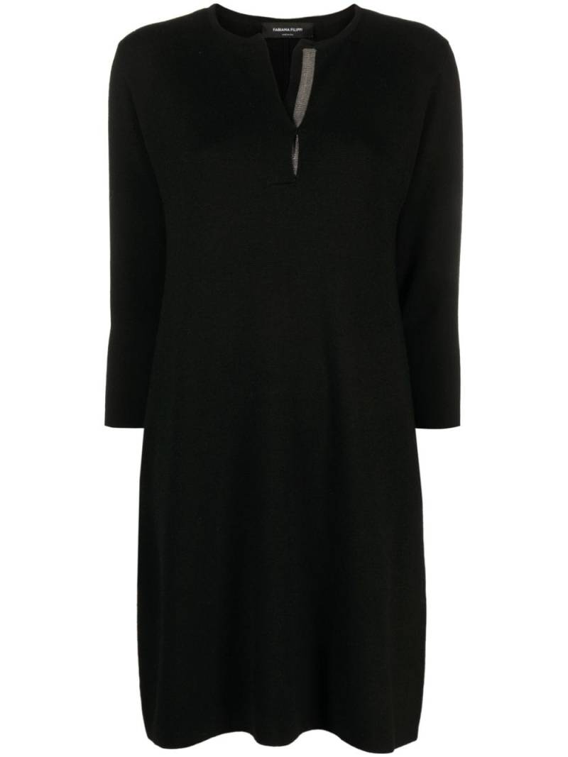 Fabiana Filippi split-neck wool minidress - Black von Fabiana Filippi