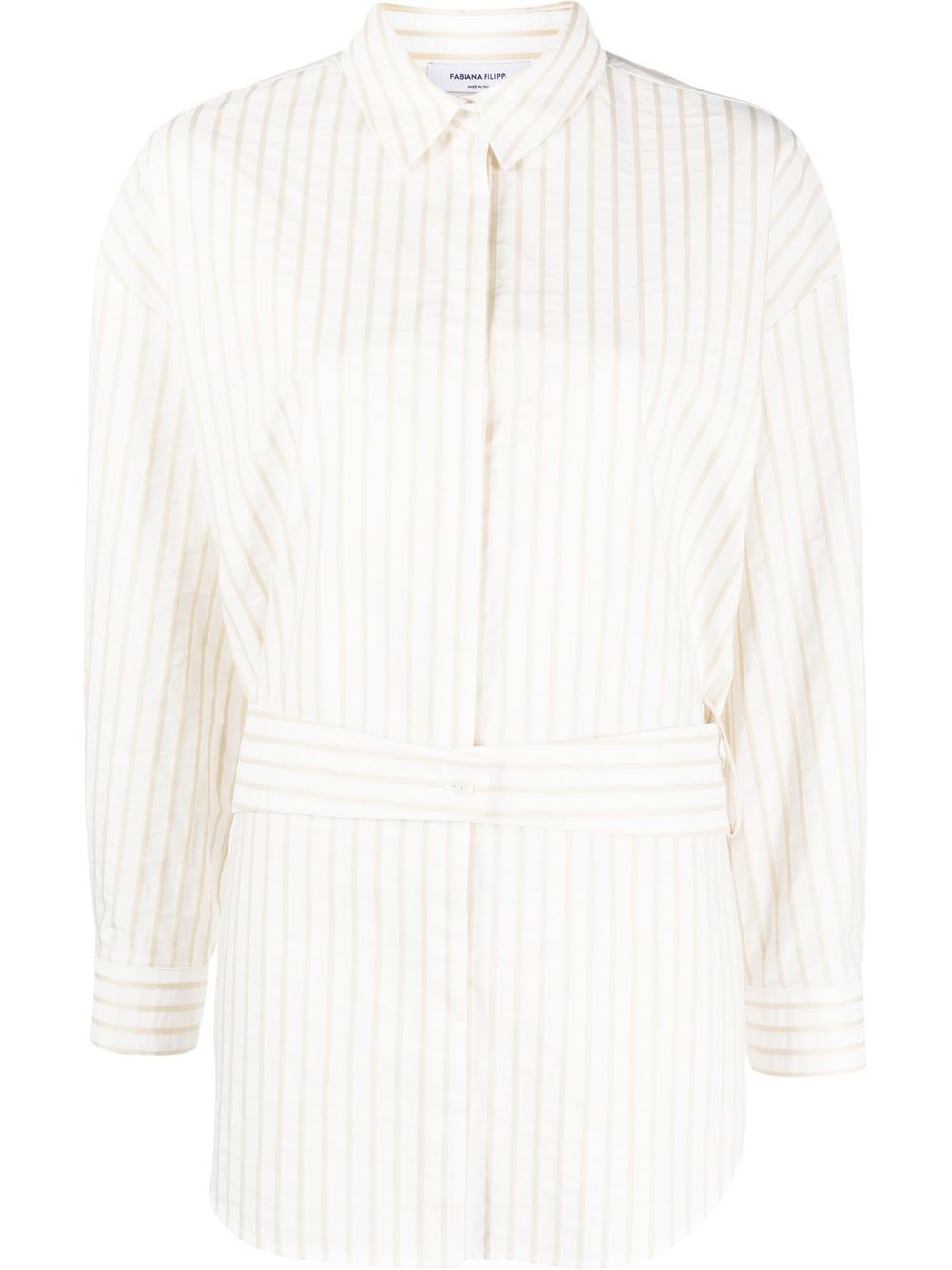 Fabiana Filippi stripe-print tied-waist shirt - White von Fabiana Filippi