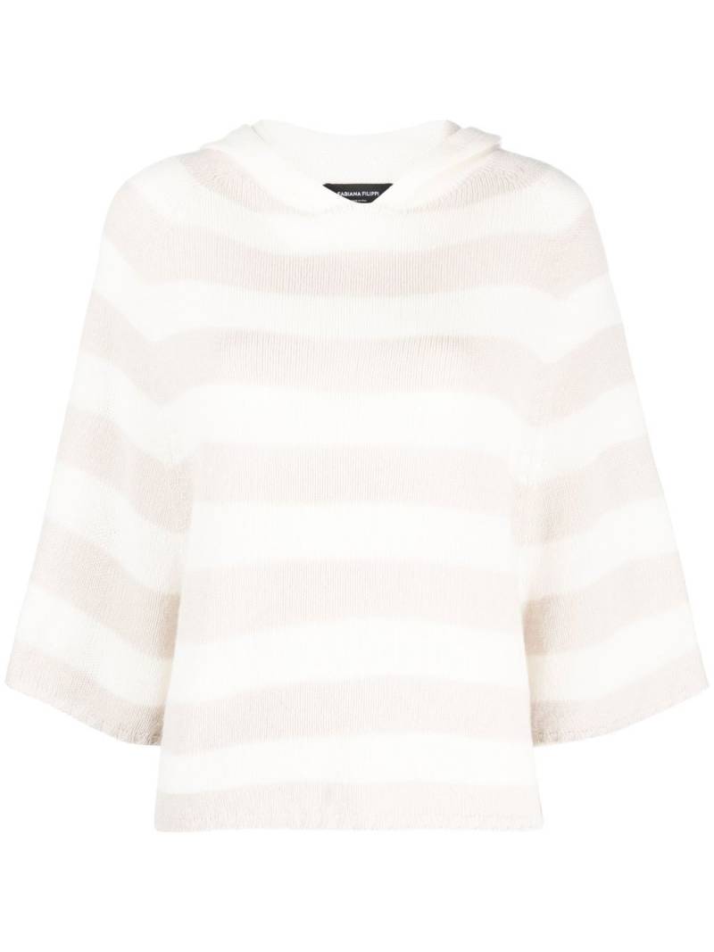 Fabiana Filippi striped cashmere hooded top - White von Fabiana Filippi