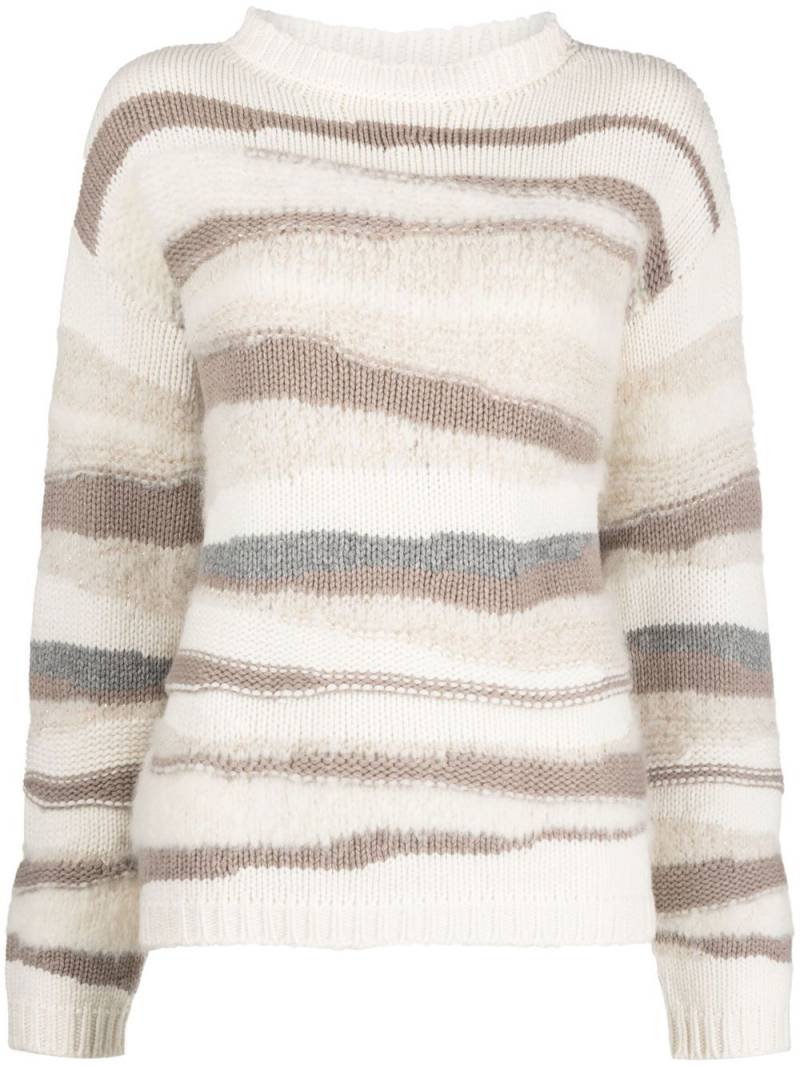 Fabiana Filippi striped crew neck jumper - White von Fabiana Filippi