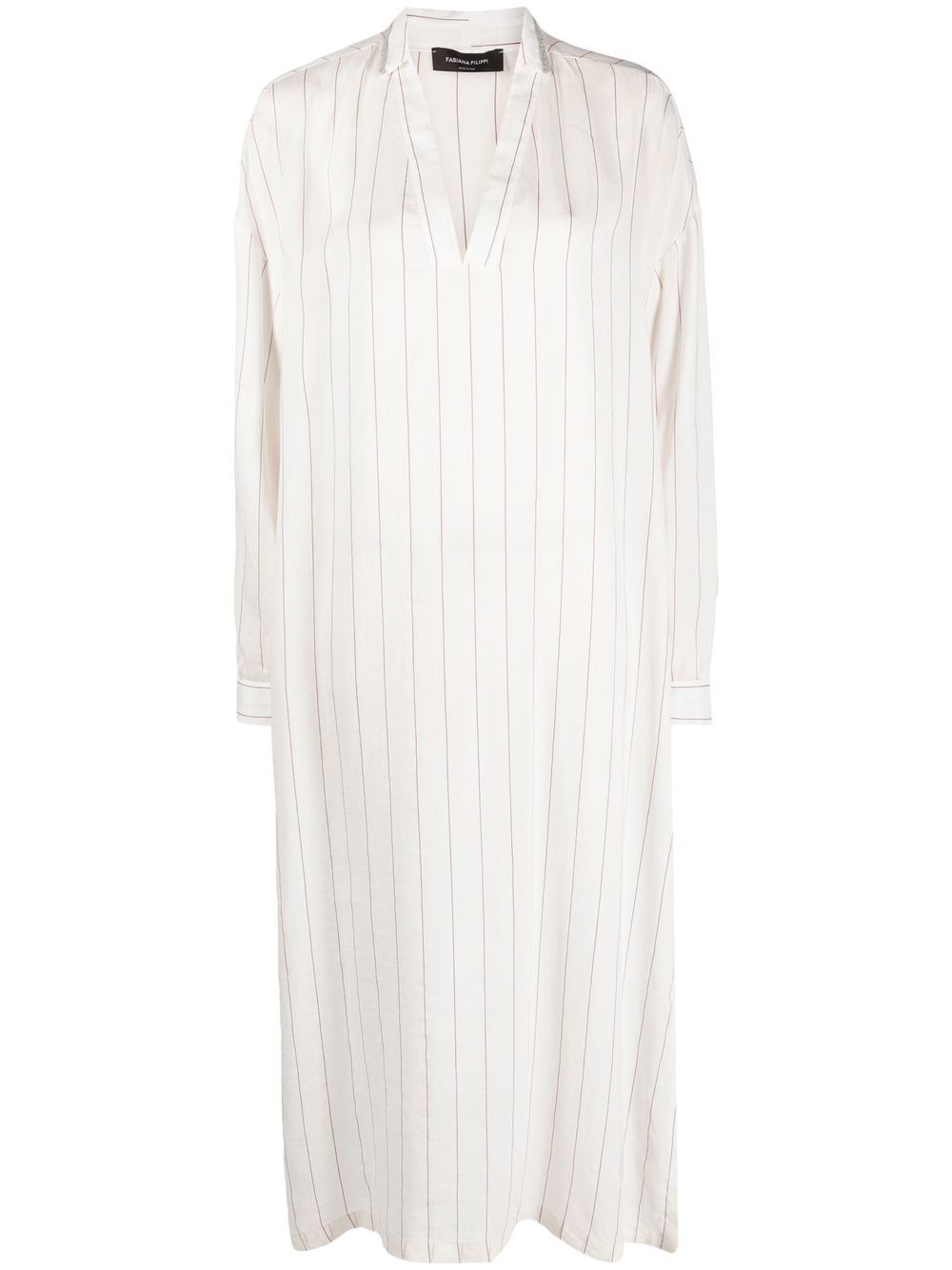 Fabiana Filippi striped long-sleeved kaftan dress - White von Fabiana Filippi