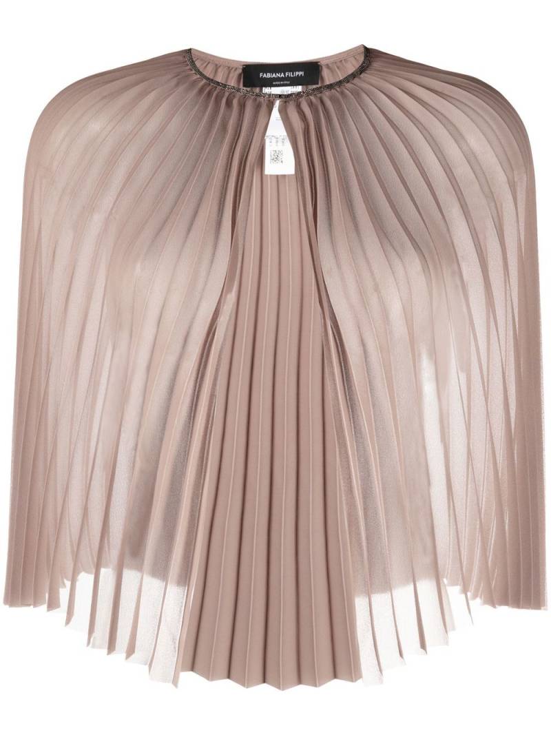 Fabiana Filippi stud-detail pleated cape - Neutrals von Fabiana Filippi