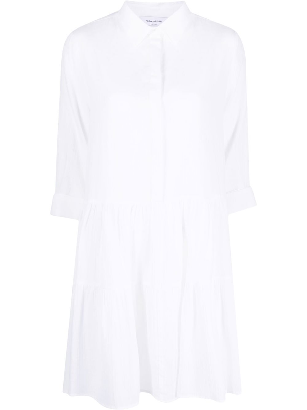 Fabiana Filippi tiered cotton mini shirtdress - White von Fabiana Filippi