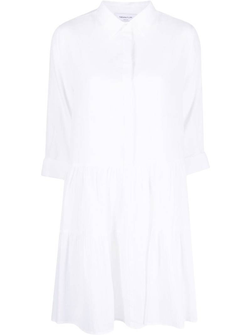 Fabiana Filippi tiered cotton mini shirtdress - White von Fabiana Filippi