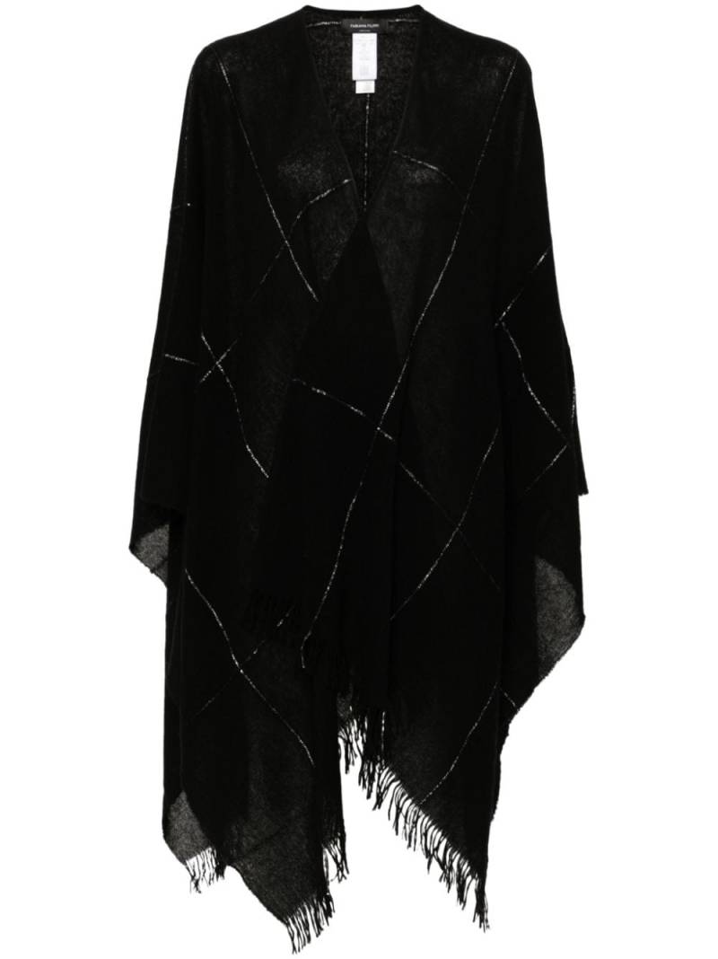 Fabiana Filippi windowpane-print poncho - Black von Fabiana Filippi