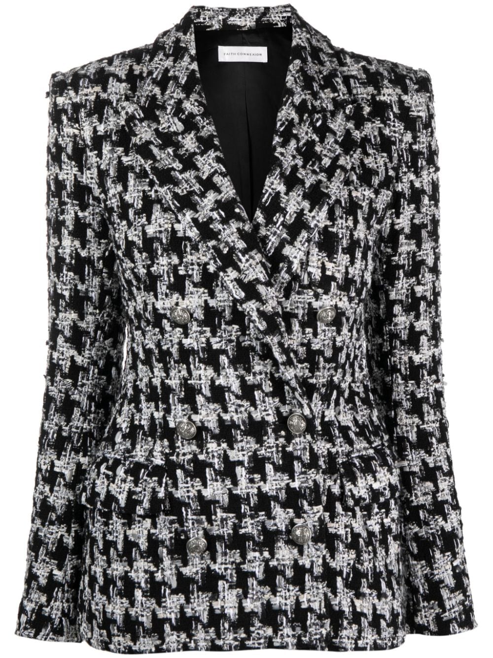 Faith Connexion bouclé houndstooth-pattern blazer - Black von Faith Connexion