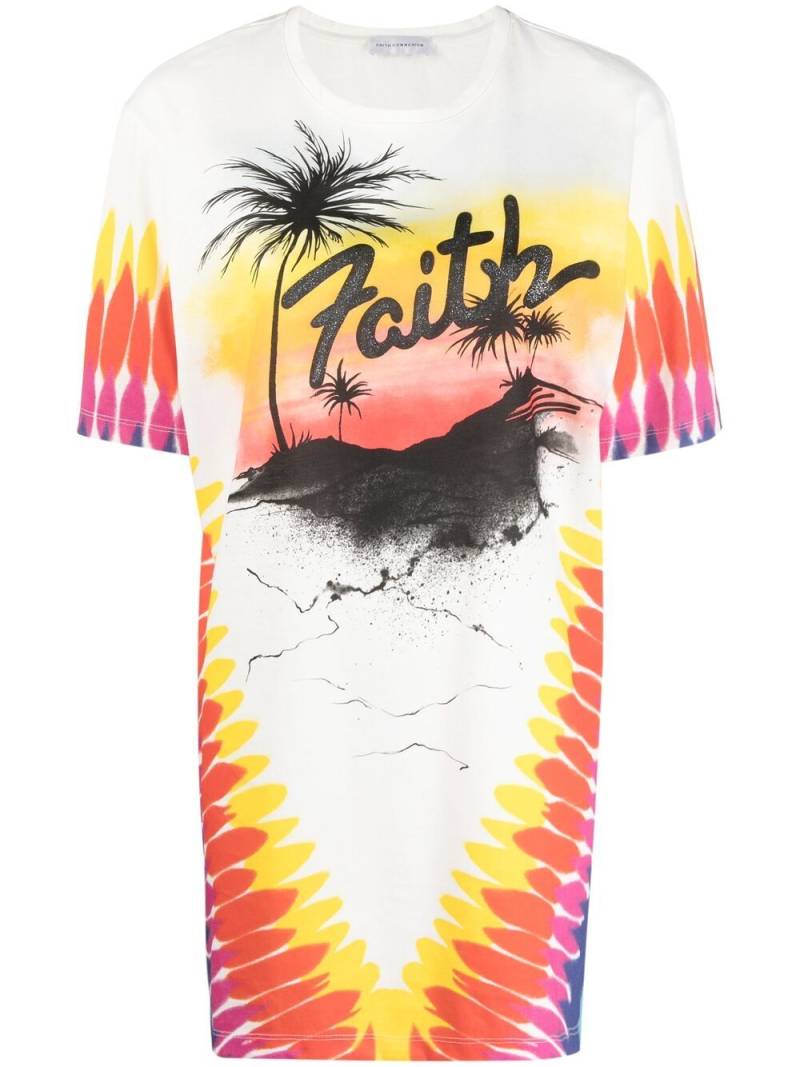 Faith Connexion tie-dye logo print T-shirt - White von Faith Connexion