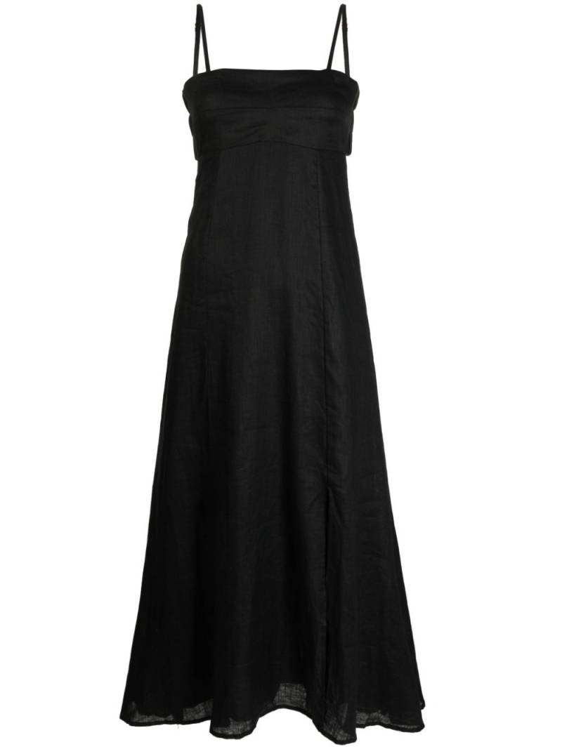 Faithfull the Brand square-neck linen midi dress - Black von Faithfull the Brand