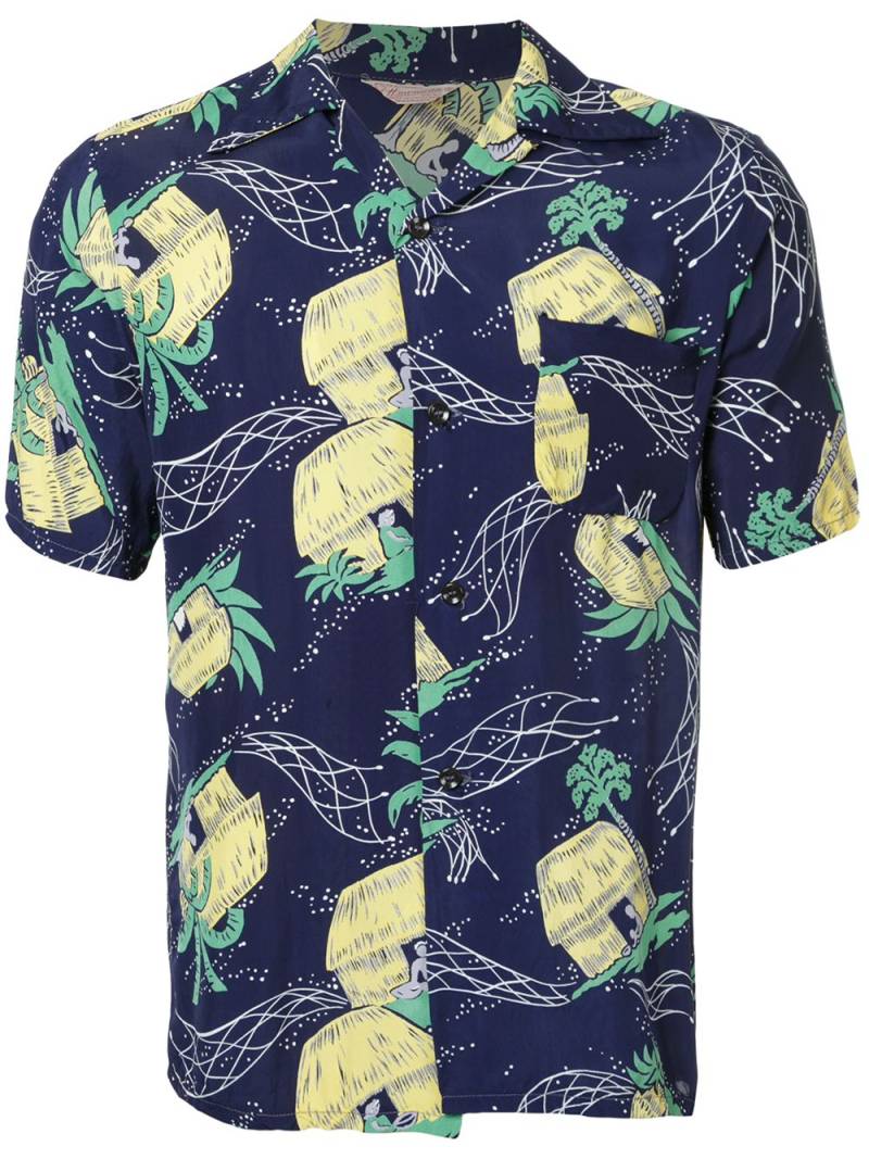 Fake Alpha Vintage 1950s John Meigs Hawaiian village print shirt - Blue von Fake Alpha Vintage