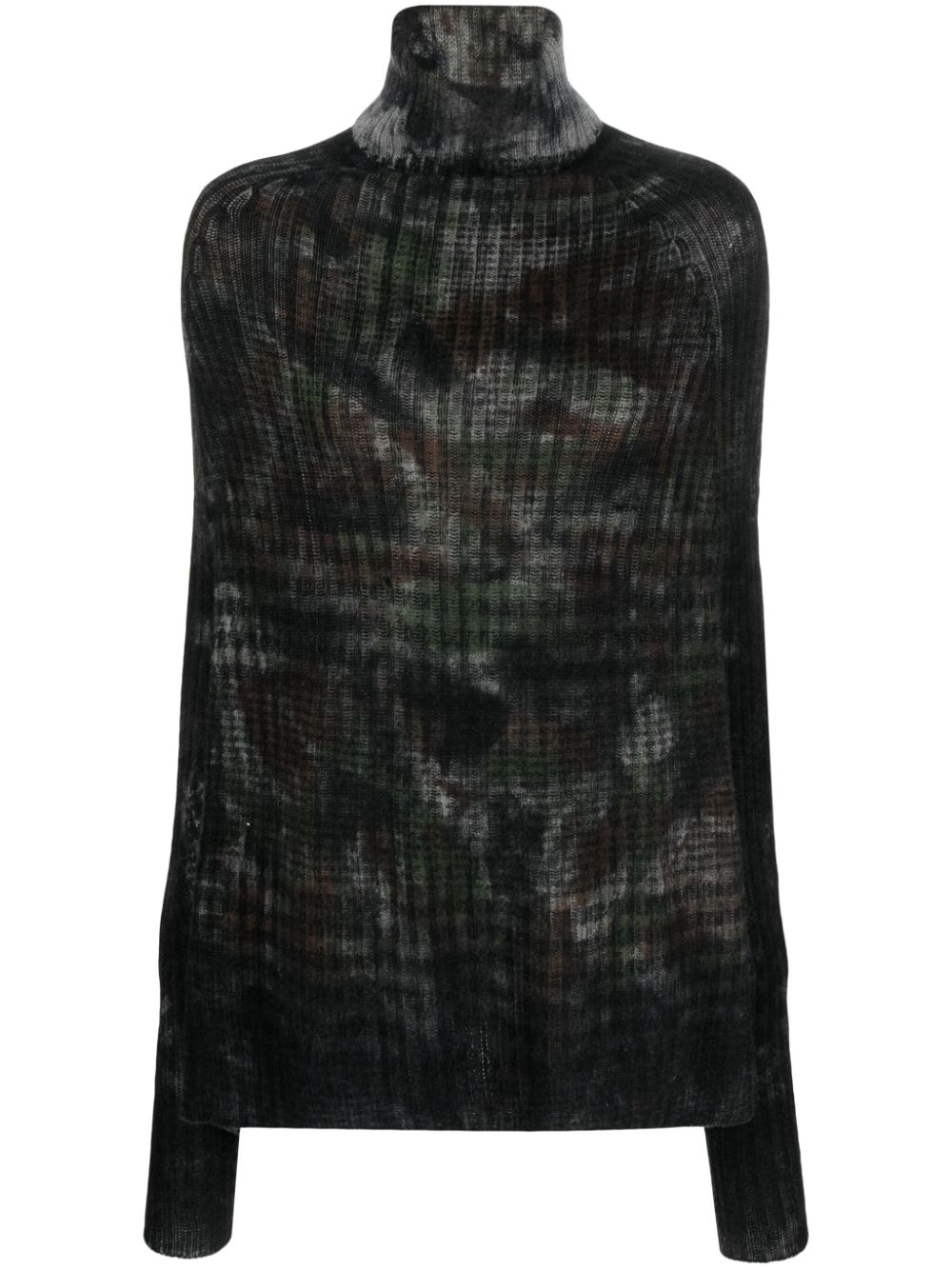 Faliero Sarti abstract-pattern print wool-blend jumper - Black von Faliero Sarti