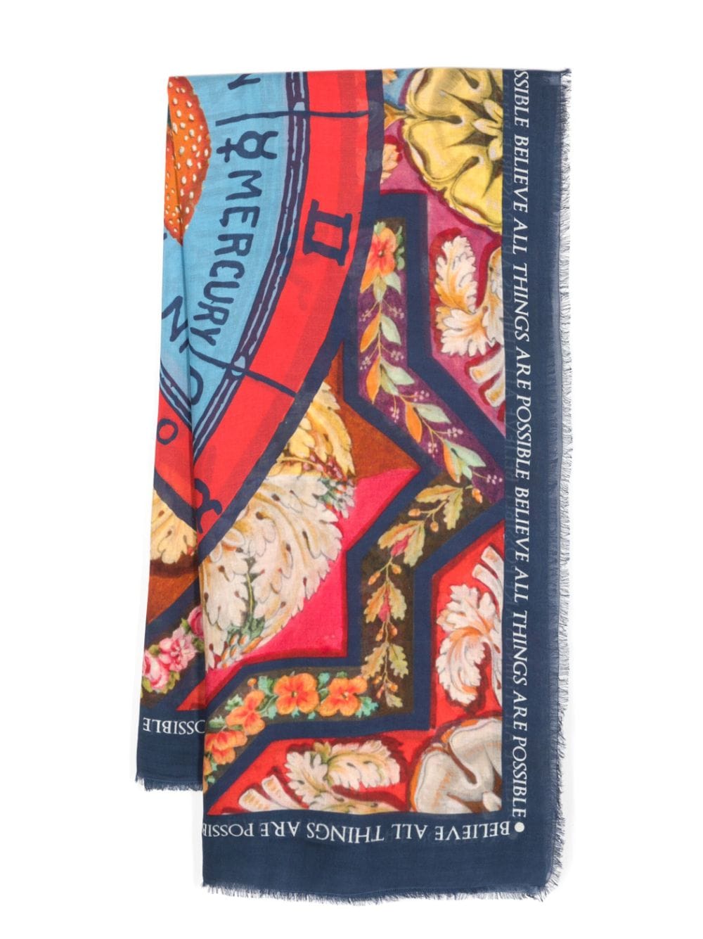 Faliero Sarti zodiac map-print modal-blend scarf - Blue von Faliero Sarti