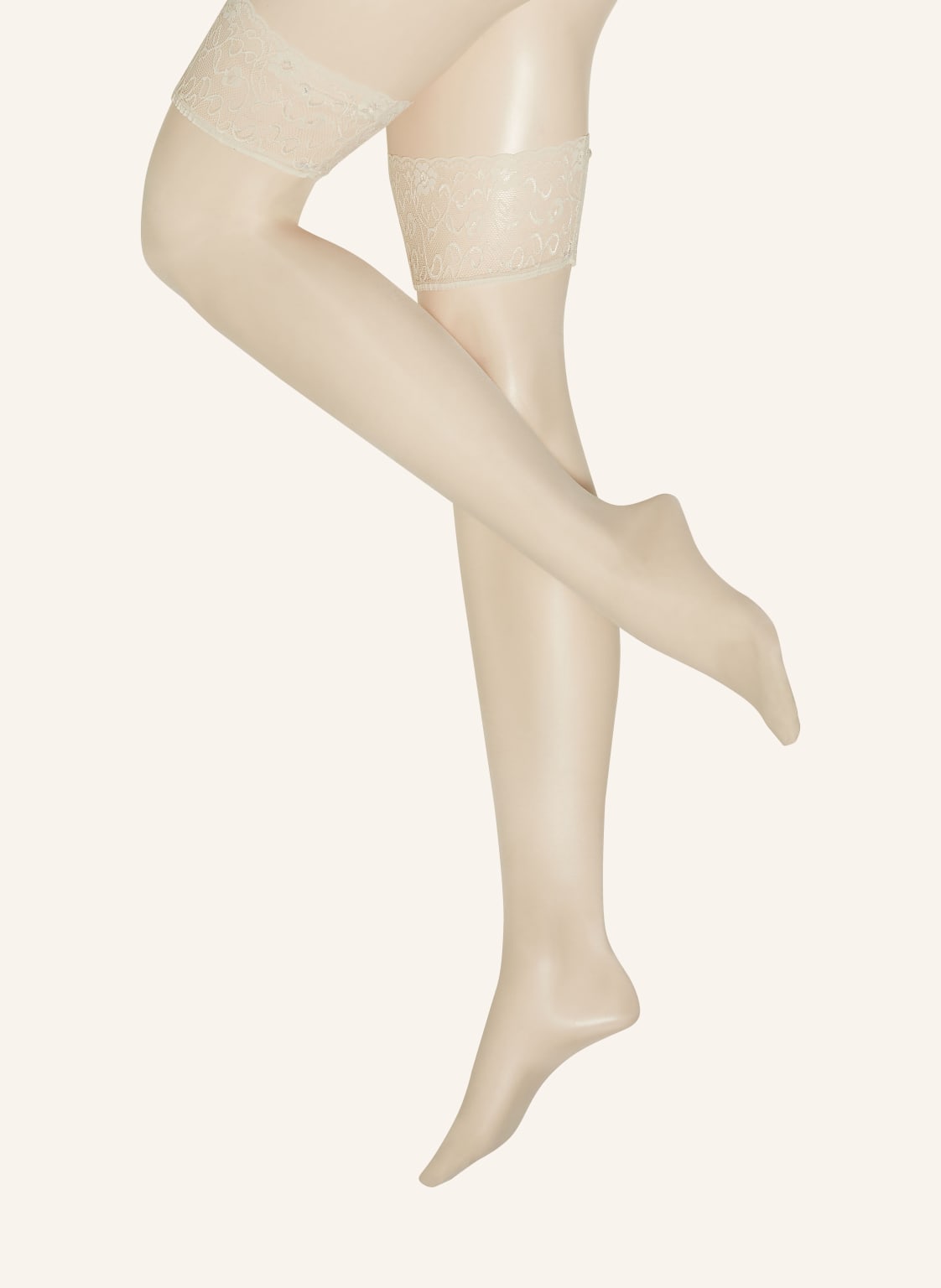 Falke Halterlose Strümpfe Seidenglatt beige von Falke