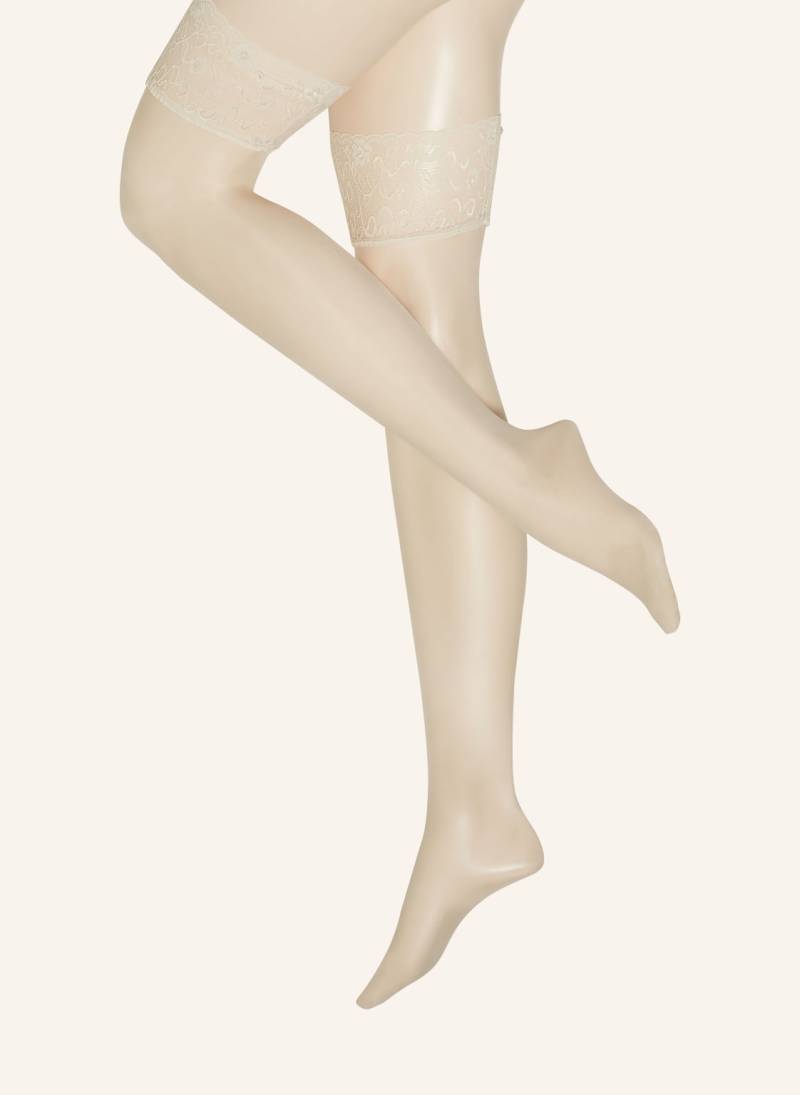 Falke Halterlose Strümpfe Seidenglatt beige von Falke