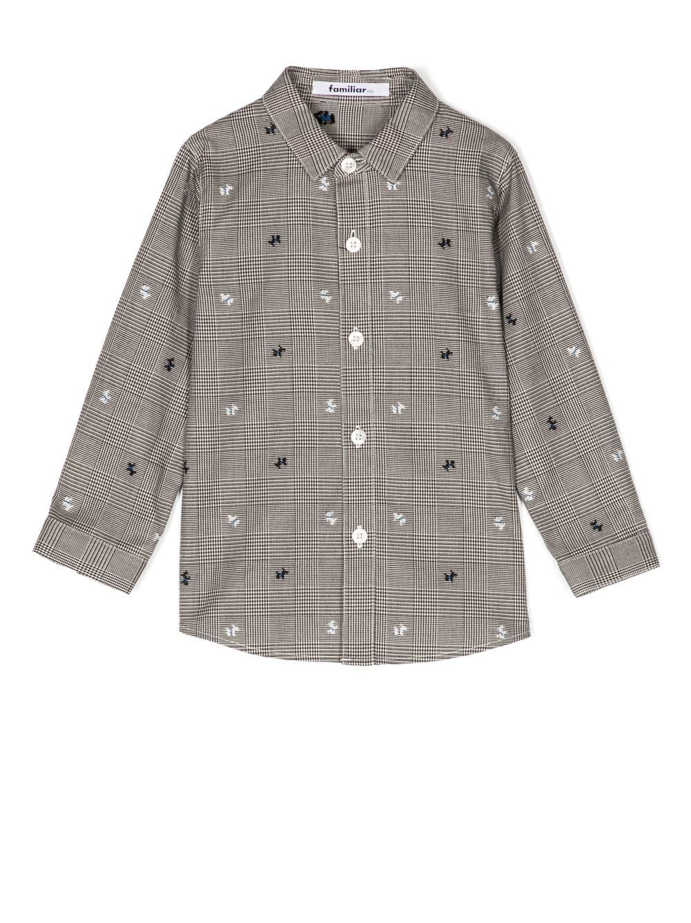 Familiar Prince of Wales-check button-up shirt - Black von Familiar