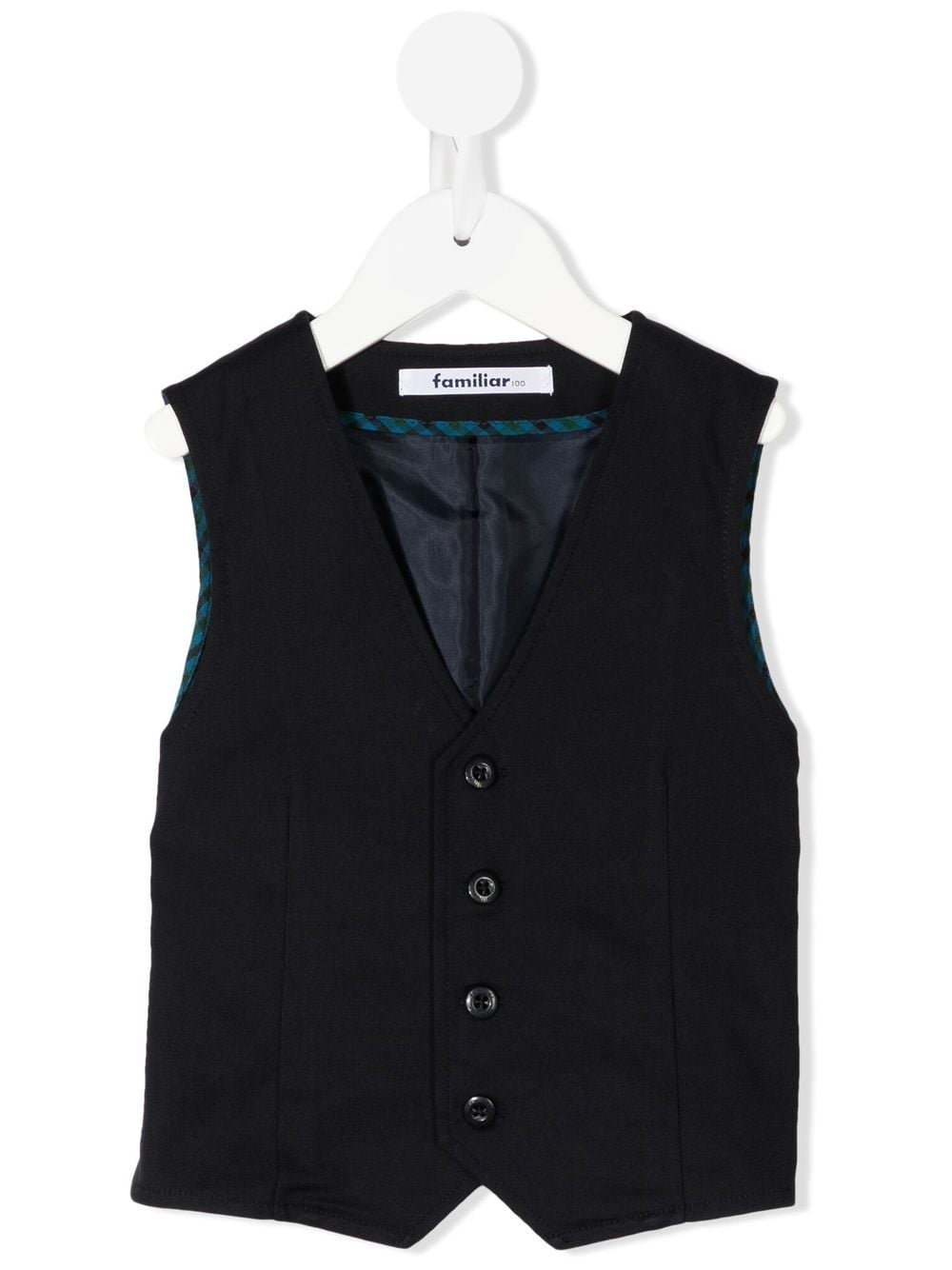 familiar V-neck button-up waistcoat - Blue von familiar