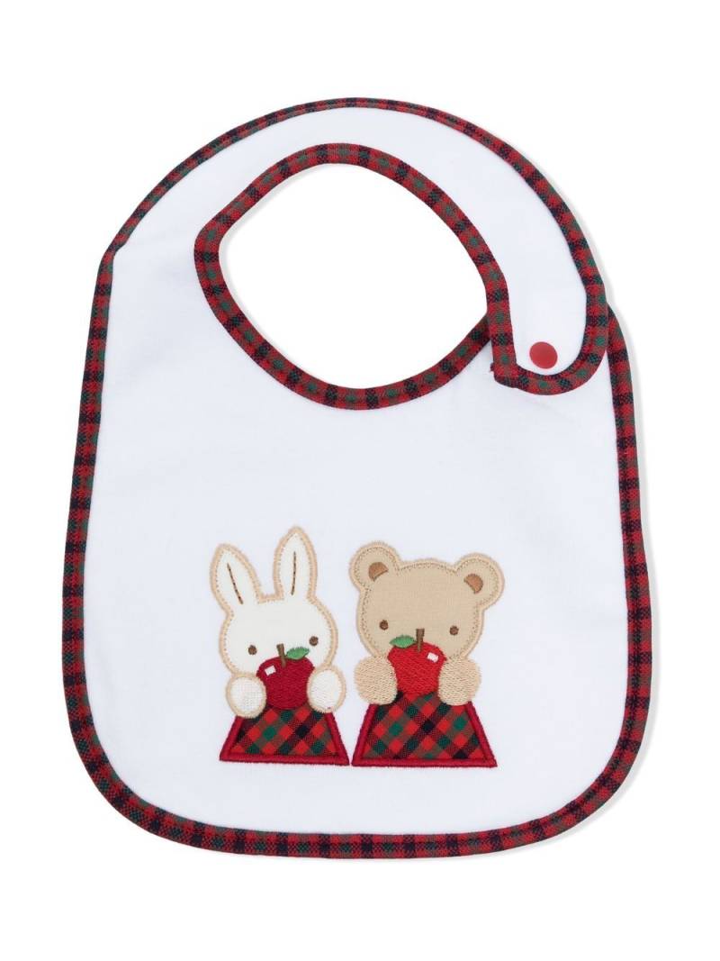 familiar animals-print contrast-trimmed bib - White von familiar