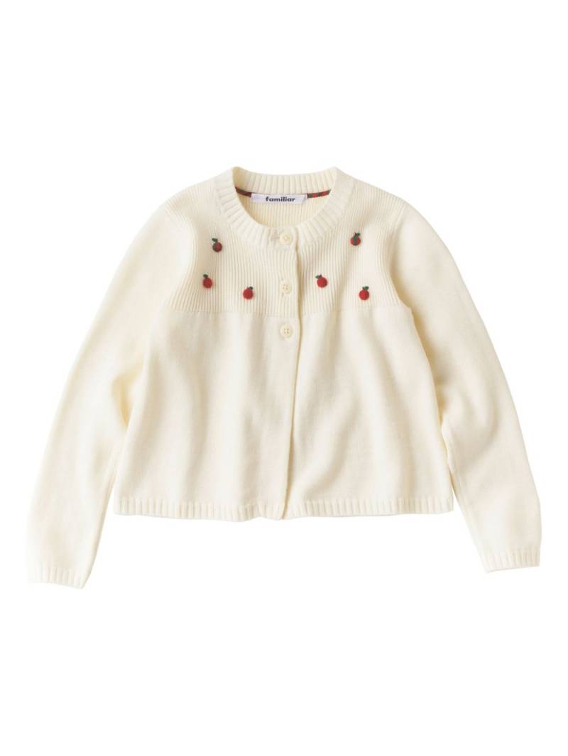 familiar apple-appliqué knitted cardigan - White von familiar