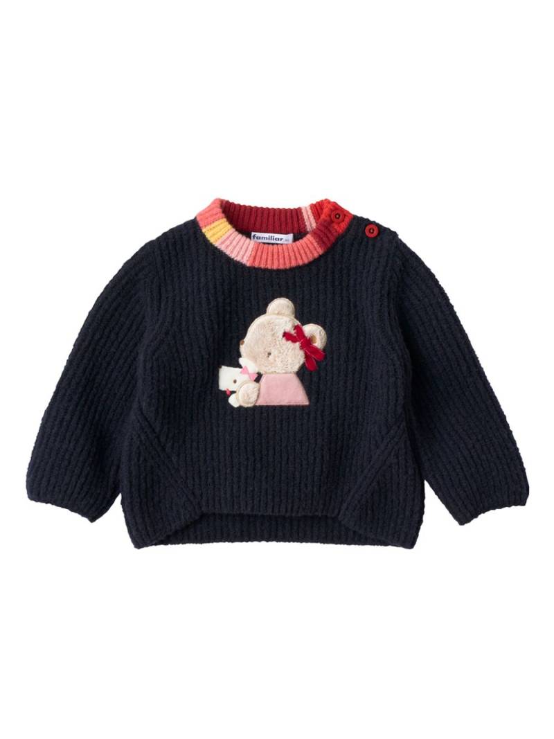 familiar bear-appliquéd jumper - Blue von familiar