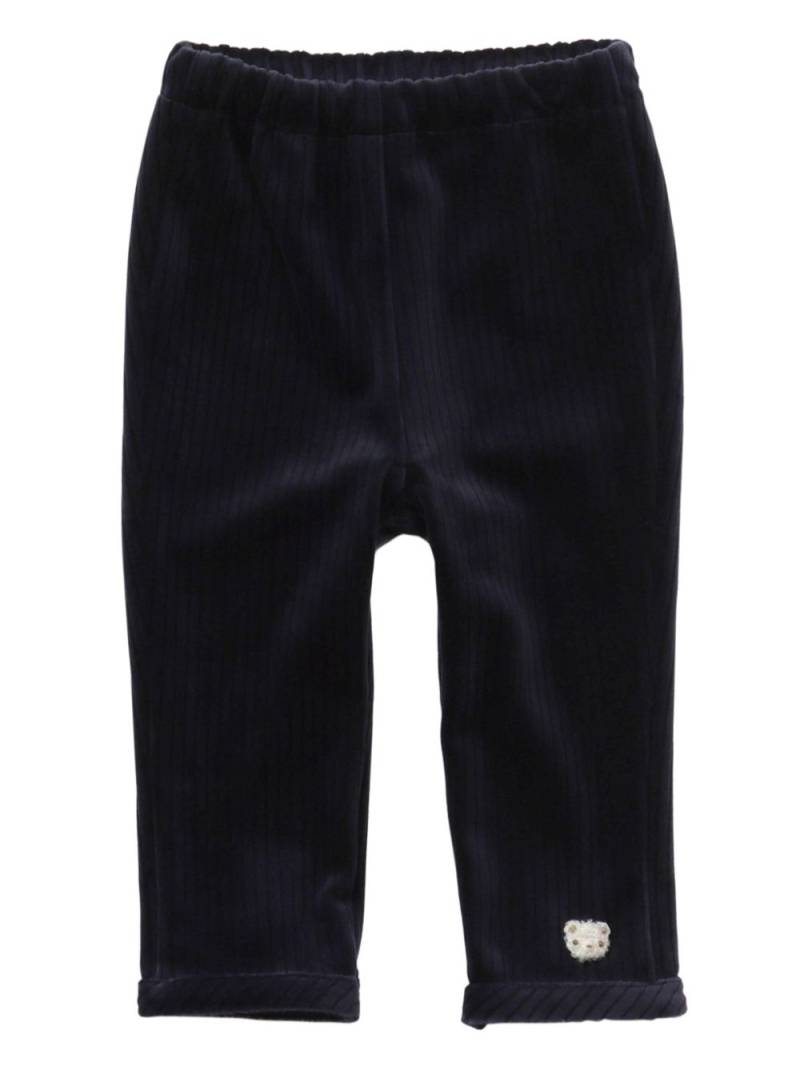 familiar bear-detail straight leg trousers - Blue von familiar