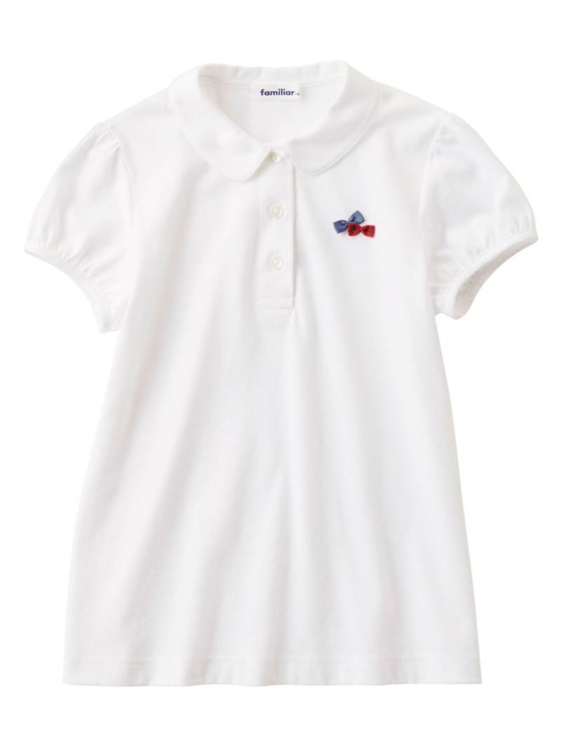 familiar bow-detail cotton-blend polo shirt - White von familiar