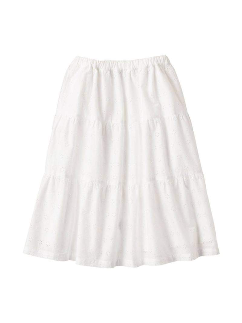 familiar broderie-anglaise cotton midi skirt - White von familiar