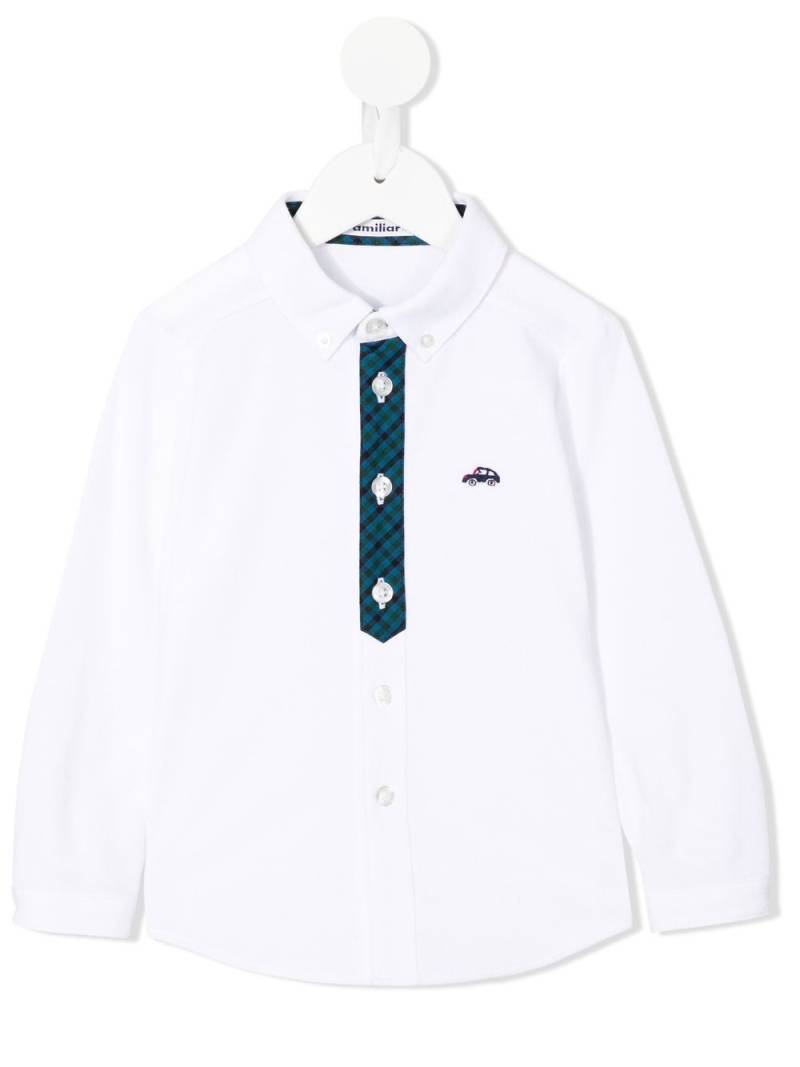 familiar car-embroidered long-sleeve shirt - White von familiar