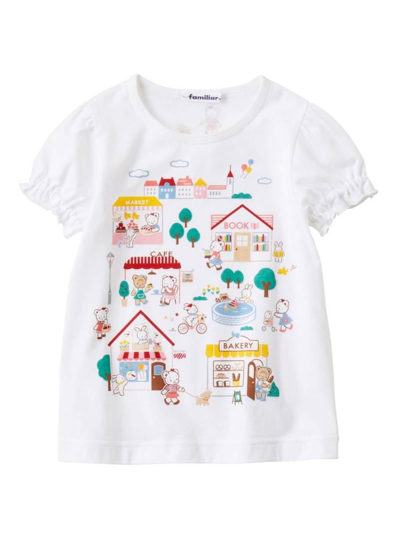 familiar cartoon-print cotton T-shirt - White von familiar