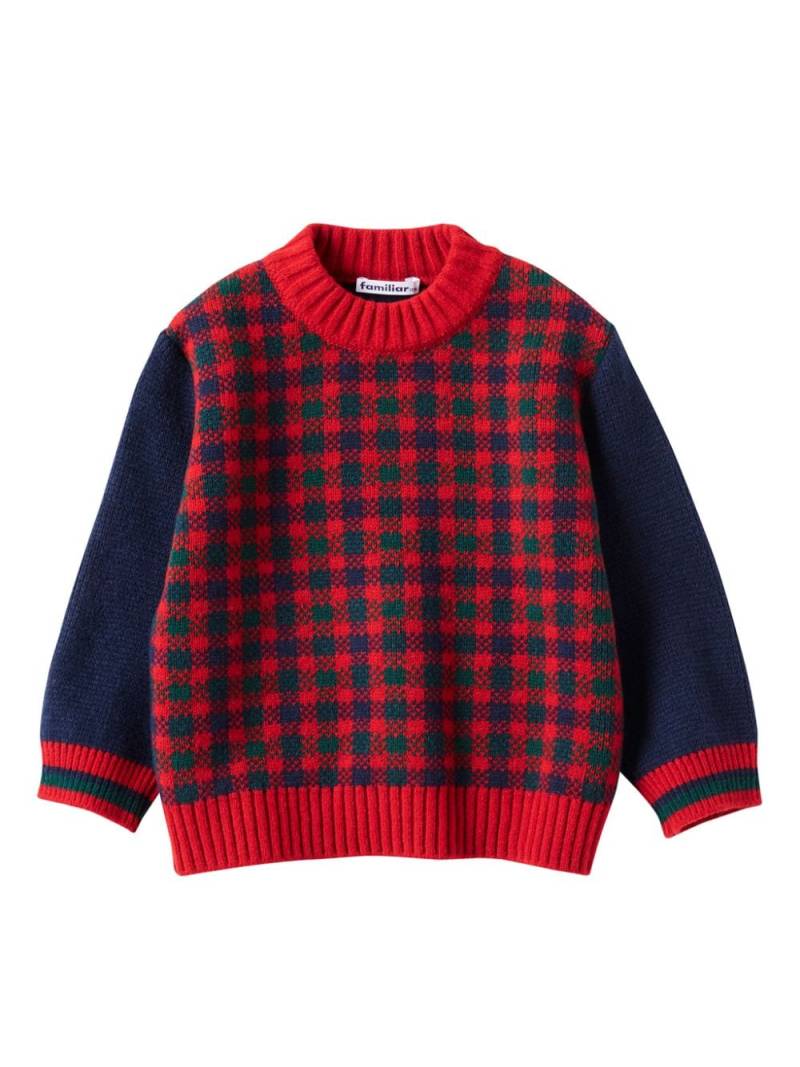 Familiar check-pattern wool-blend jumper - Red von Familiar